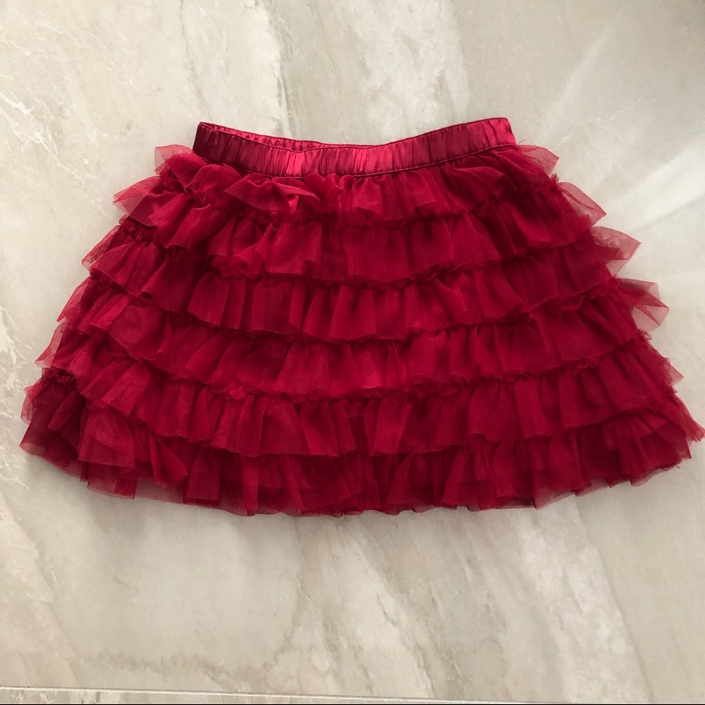 Red ruffled girls skirt